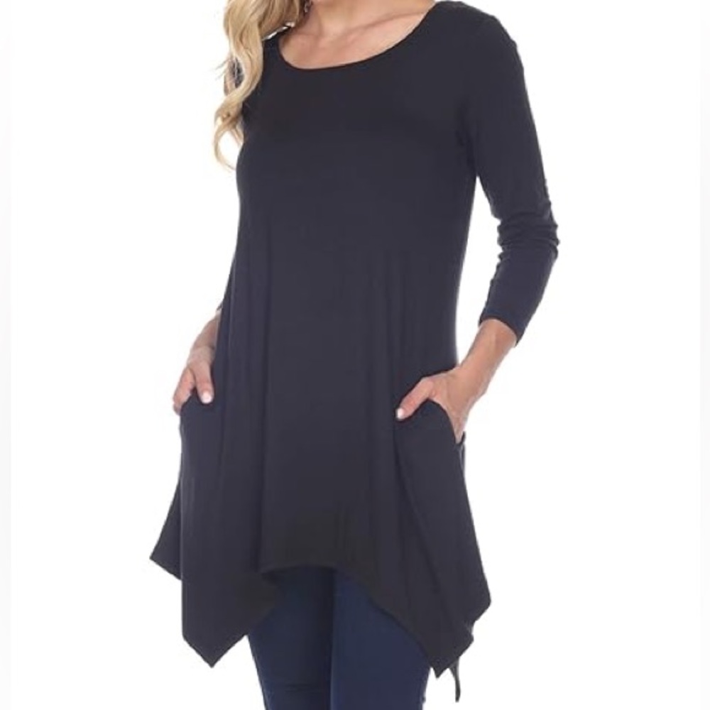 Eva Varro Black Asymmetrical Tunic Top‎